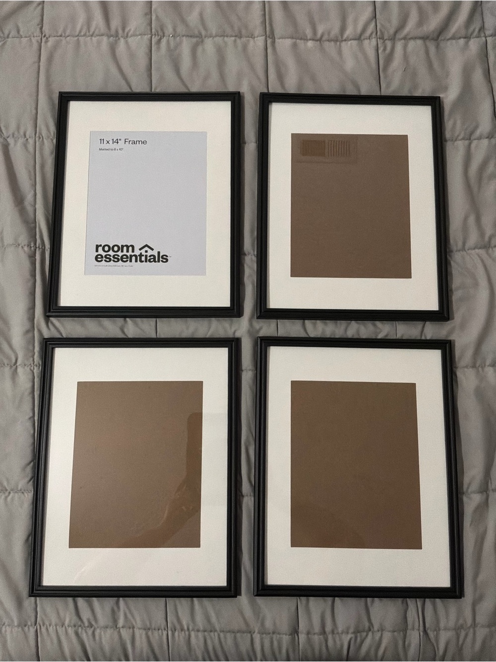 Room Essentials Black Picture Frame Set 11 x 14 Matted to 8 x 10 - 4 Pack Set